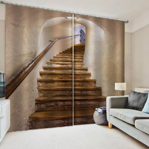 Modern Curtain Printed Blackout 3D Curtains For Living Room Bedroom Expand Space Spiral Staircase Kitchen Drapes