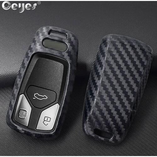 Ceyes Car Styling Carbon Fiber Smart Cover Case For Audi A4 New A4L A5 A6L QT S5 S7 Q7 TTS Auto Protection Key Shell Accessories