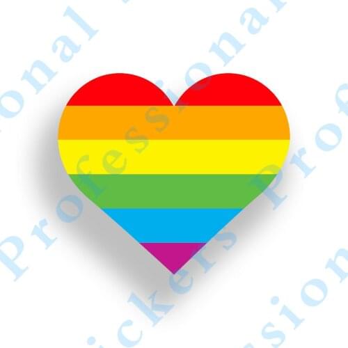 Funny stickers Gay Pride Rainbow Flag Heart Sticker LGBT Cup Laptop Car Window Bumper 4" Decal Motorcycle Vinyl Decals