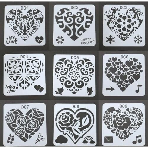 Cute Heart stencils for painting Love theme painting template Students newspaper board PET drawing stencil for diy scrapbooking