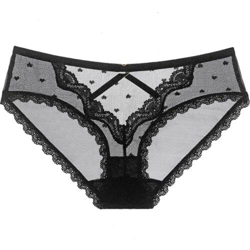 Briefs kawail Womens underwear Lace sex appeal sexy hollow mesh triangle traceless temptations hot breathable thin shorts