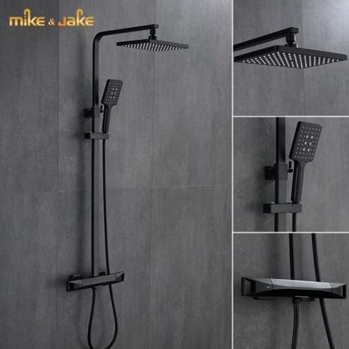 Bathroom rainfall square black shower classic style bathroom shower mixer set black wall shower mixer bathroom bath shower