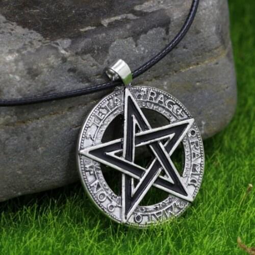 Vintage Nordic Style Black Viking Pentagram Pendant Chain Necklace Classic Punk Mens Amulet Jewelry