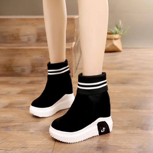 2019 Woman Shoes Ankle Sock Boots Women Super High Heels Short Elastics Boots Autumn Shoes Platform Sneakers