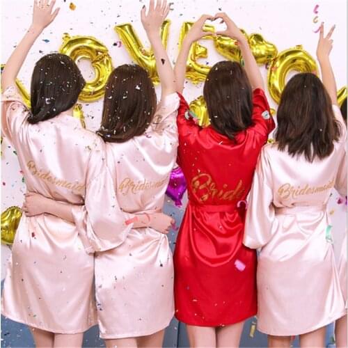 1pcs Team Bridesmaid Hen Party Bride Shower Silky Nightgown Bachelor Party Wedding Decoration Small Gift Party Decoration-C