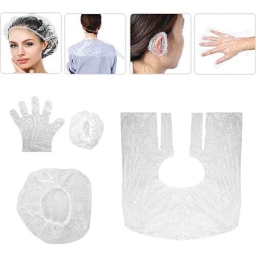 10PCS Disposable Hair Coloring Tool Four-piece Set Disposable Shower Cap Earmuffs Gloves Shawl Cloth Hair Coloring Products