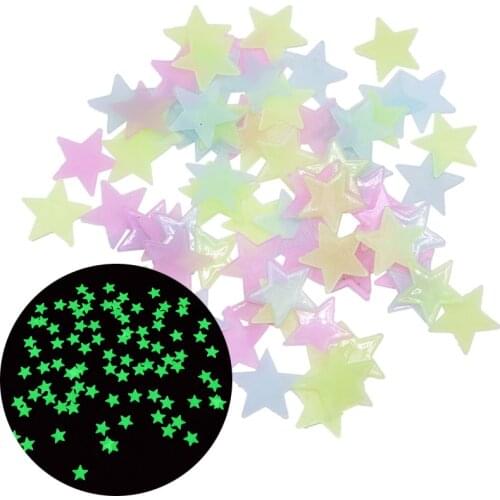 100pcs 3D Luminous Fluorescent Star Wall Stickers Decal Glow In The Dark Stickers for Kids Room Bedroom Home Ceiling Decoration