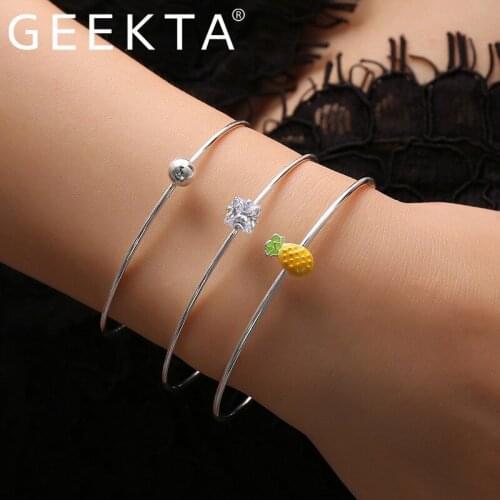 3Pcs Fashion Lovely Pineapple Bracelet For Women Girl Gift Gold Color Ananas Bracelet Femme Jewelry Gifts
