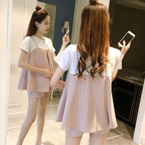 807# Maternity Clothes Stylish Cotton 2Pcs Maternity Dress Set Clothes for Pregnant Women Slimming Pregnant Women Suit