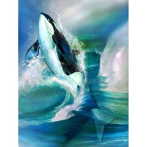 5D Diamond Painting For Adult Kit Mosaic Full Square Drill Animal Whale Diamond Embroidery Marine Life Decorations Art For Home