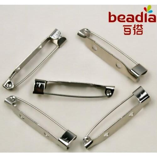 Free Shipping 100pcs/lot Rhodium Plated Brooch Pins Clasp Jewelry Findings 30mm for DIY CN-FZC004-69