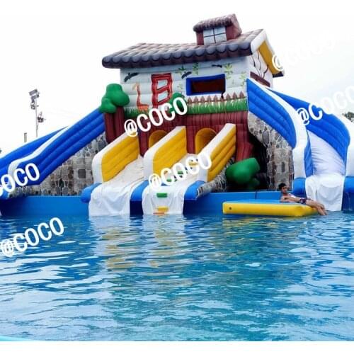 Free ship to sea port, 2021 commercial inflatable slide,inflatable tobogan 2 slide inflatable water slides with pool