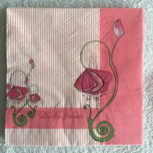 Decoupag paper napkins wedding birthday party Christmas vintage tissue red pink lucky flower striped beautifly servilletas decor