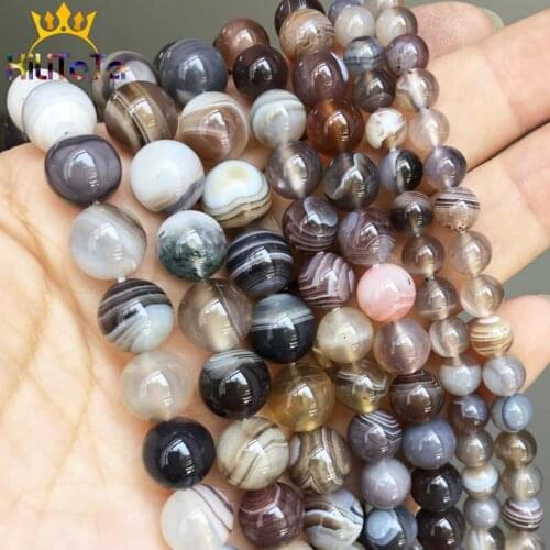 Natural Stripe Beads Round Botswana Sardonyx Agates Loose Stone Beads For Jewelry Making DIY Earrings Bracelet Accessories 15