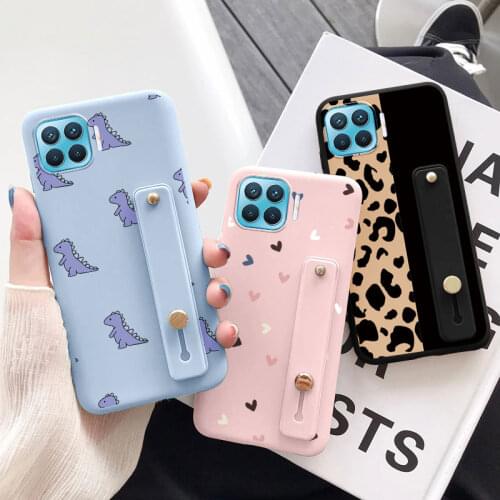 For OPPO Reno4 Lite Case Protective Silicone TPU Back Cover Bumper For OPPO Reno 4 Lite Reno4Lite 6.43'' Wrist Strap Holder Case