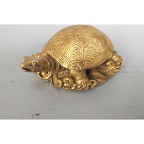 China pure brass turtle wealth statue
