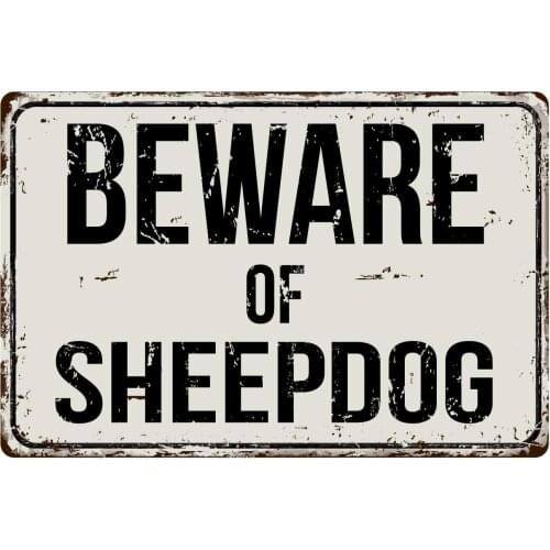 Deerts 503VS Beware of Sheepdog 8 x 12 Vintage Aluminum Retro Metal Sign