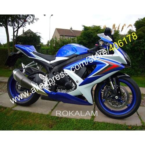 For Suzuki GSXR600 GSXR750 08 09 10 GSX-R600/750 K8 2008 2009 2010 Blue White Bodywork Fairing Kit (Injection Molding)