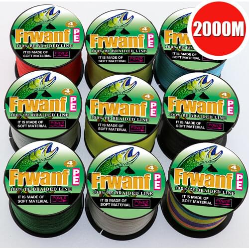 Frwanf 2000M 4 Strand Braided Fishing Line Multicolor Super Strong 4 Wire Multifilament Fishing Line Saltwater Thread 6 100LB