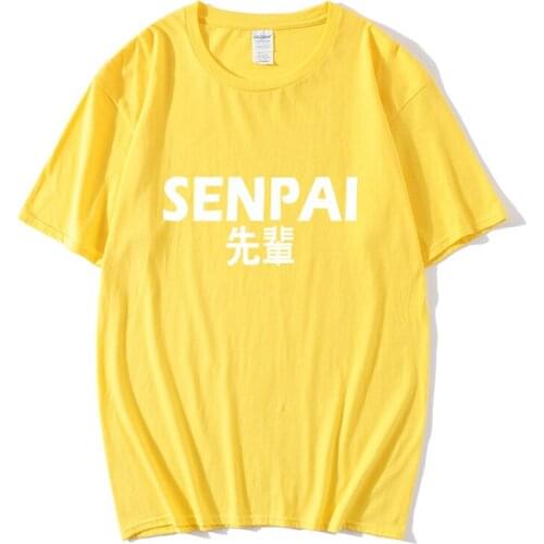 Mens Senpai Anime Girl Nerdy Cotton Black Print T-shirt Women Manga Streetwear Tee Cotton Tshirt Unisex Harajuku Clothes2020