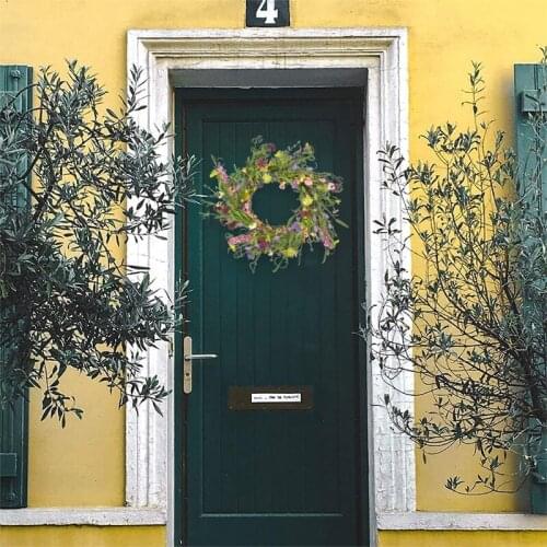 Artificial Lavender Daisy Wreath Spring Summer Faux Floral ,19.6 Inch Front Door Hanging Garland for Indoor Outdoor wholesales