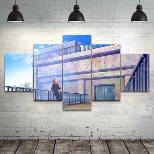 HD Printed Itadori Yuji Canvas Painting 5 Pieces Anime Scene Poster Wall Art Modular Jujutsu Kaisen Picture Corridor Framework
