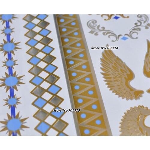 Beautiful Large Design Necklace Bracelet Metallic Body TATTOO Gold Silver 8 Type W-121