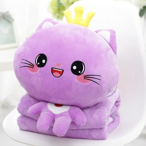 Cute Monkey Car Pillow and Quilt Dual-Use Children Nap Mini Pillow Coral Fleece Blanket Three-in-One Female Hand Warmer