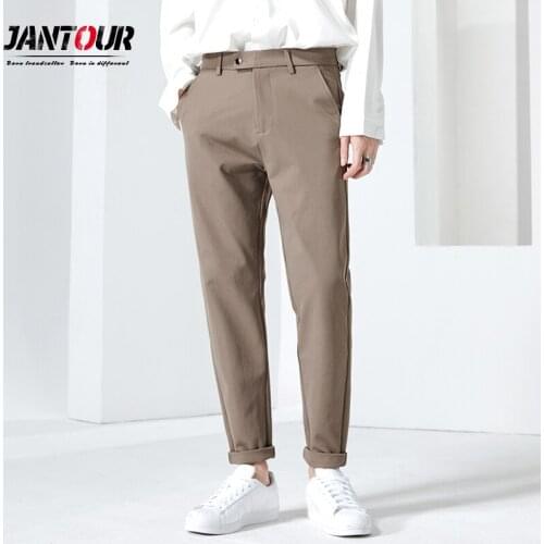 2021 New Classic Mens Casual Pants Business Fashion Khaki Elastic Regular Fit Korean Style Slim Trousers High Quality Pant