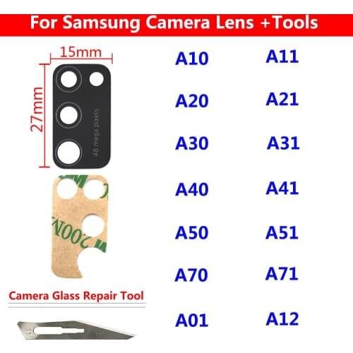 2Pcs Phone Back camera lens For Samsung A10 A20 A30 A40 A50 A70 M21 M31 A01 A02 A11 A12 A31 A41 A51 A71 Rear Camera Glass Lens