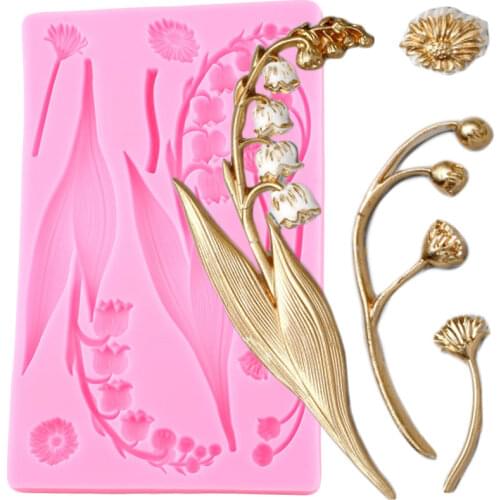 Lily Flower Silicone Molds Bell Orchids Cake Border Fondant Mold Wedding Cake Decorating Tools Candy Chocolate Gumpaste Moulds