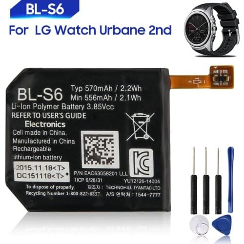 Original Replacement Battery For LG Watch Urbane 2nd Edition LTE W200 W200A BL-S6 Genuine Battery 570mAh