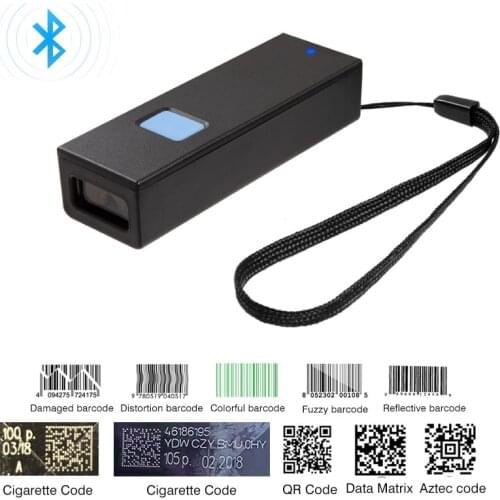 M2 Portable Wireless Mini Barcode Scanner 1D 2D 2.4G Bluetooth Reader Support Data Matrix PDF417 Mobile Phone Windows