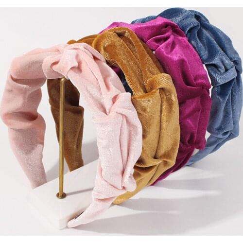 Lalynnly Gold Velvet Wide Side Hairband Folds Headband Bezel Turban Women Vintage Lady Girls Headwear Winter Accessories F2718