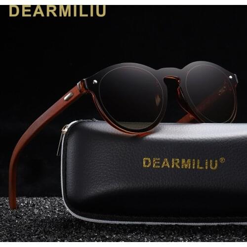 DEARMILIU DESIGN 2019 Natural Handmade Wood Sunglasses Men Sun Glasses Women Brand Design Original Rosewood Round Glasses Oculo