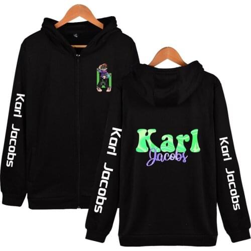 Karl Jacobs Zipper Hoodies Women Men Fashion Prints Long Sleeve Hooded Sweatshirt Hot Sale Casual Streetwear Clothes