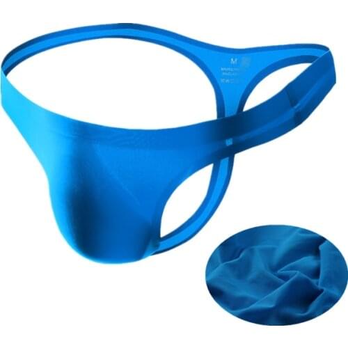 Men Sexy G-string Thongs Gay Men Underwear Solid Ultra-thin Seamless Panties Ice Silk Underpants Man Bikini Briefs Jockstrap