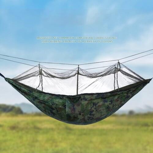 Outdoor Camping Hammock With Mosquito Net Portable Hanging Bed Strength Parachute Fabric Sleep Swing Hiking Survival Traveing
