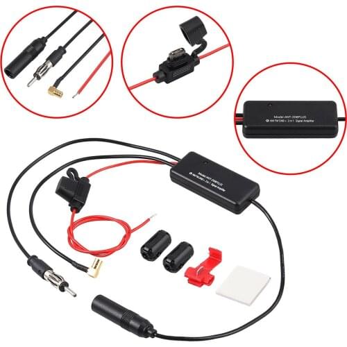 Antenna Amplifier 3In1 DAB AM FM Signal Amplifiers Car Antenna Aerial Splitter Radio Signal AMP Car Aerial Amplifier