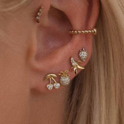 VG 6YM 2021 new fsahion Cherry Banana Strawberry Pineapple Stud Earrings Sets For Women Girl Gifts Jewelry Accessories Wholesale