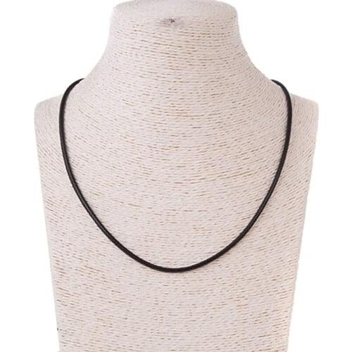 High Quality Black Silk Leather Cord Chain Necklace Rope with Lobster Claw Clasp