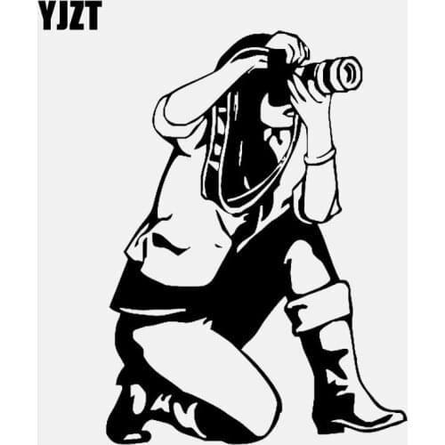 YJZT 11.2CM*15.4CM Beautiful Lady Camera Photographer Photo Vinyl Black/Silver Car Sticker C22-0835