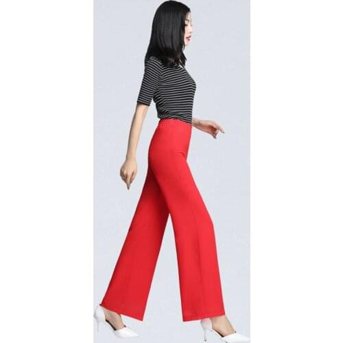 Women Summer Beach Pants Cover Up Elastic Waist Wide Leg Double Layers Elegant Office Lady OL Trousers High Waisted Chiffon