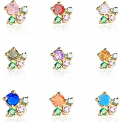 CANNER 1PCS Stud Earrings For Women 2021 trend Ear Bone Piercing 925 Sterling Silver Mini Bling Colored Zircon Earrings Aretes