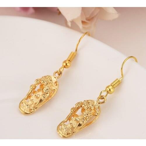 Ethiopian/Nigeria/Kenya /Ghana Slippers flower shoe Drop Earrings for Women/Gir Gold Color Trendy Earrings Arab gift DIY charms