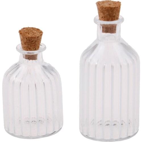 1:12 Dollhouse Miniature Glass Bottle Cork Cover Tiny Jar Vials Model Doll Toy Doll House Accessories