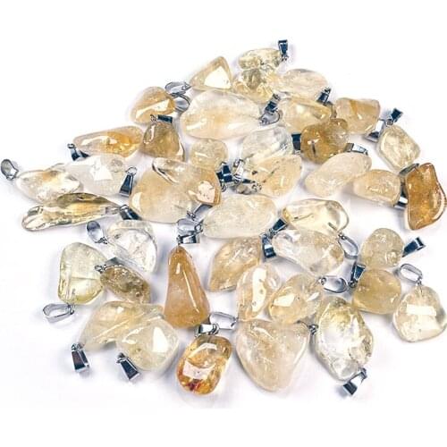 1Pcs Natural Yellow Quartz Crystal Stones Pendant Irregular Charms Pendants For Jewelry Making Necklace Accessories Gifts