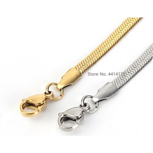 100pcs 1.8 2.6 3.2 4 5mm Adjustable Flat Snake Chain Choker Women Mens Stainless Steel Necklaces Elegant Wear Jewelry Wholesale