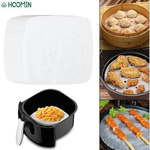100Pcs Oil Paper Air Fryer Liners 7/8/9 Inch Non-stick Mat White For Steaming Baking Perforated Pot Kitchen Accessories