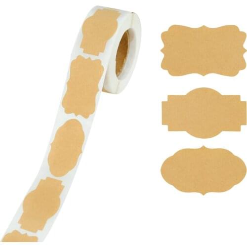 300pcs/roll Blank Kraft Paper Gift Sticker Wedding Birthday Party Customize Writing Sealing Label Sticker Classification Labels